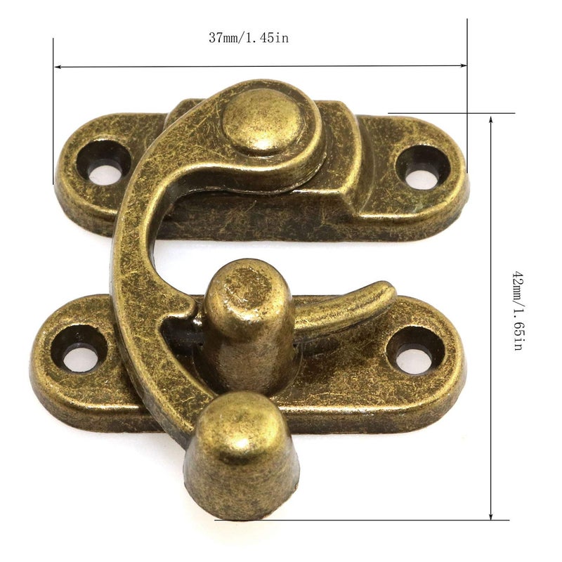 RuiLing 1 Pair Bronze Mini Swing Arm Clasp Latch Vintage Style Left Right Toggle Hasp Hook Metal Catch Curved Buckle for Suitcase Jewelry Box Toolbox 33x28mm - Image 4